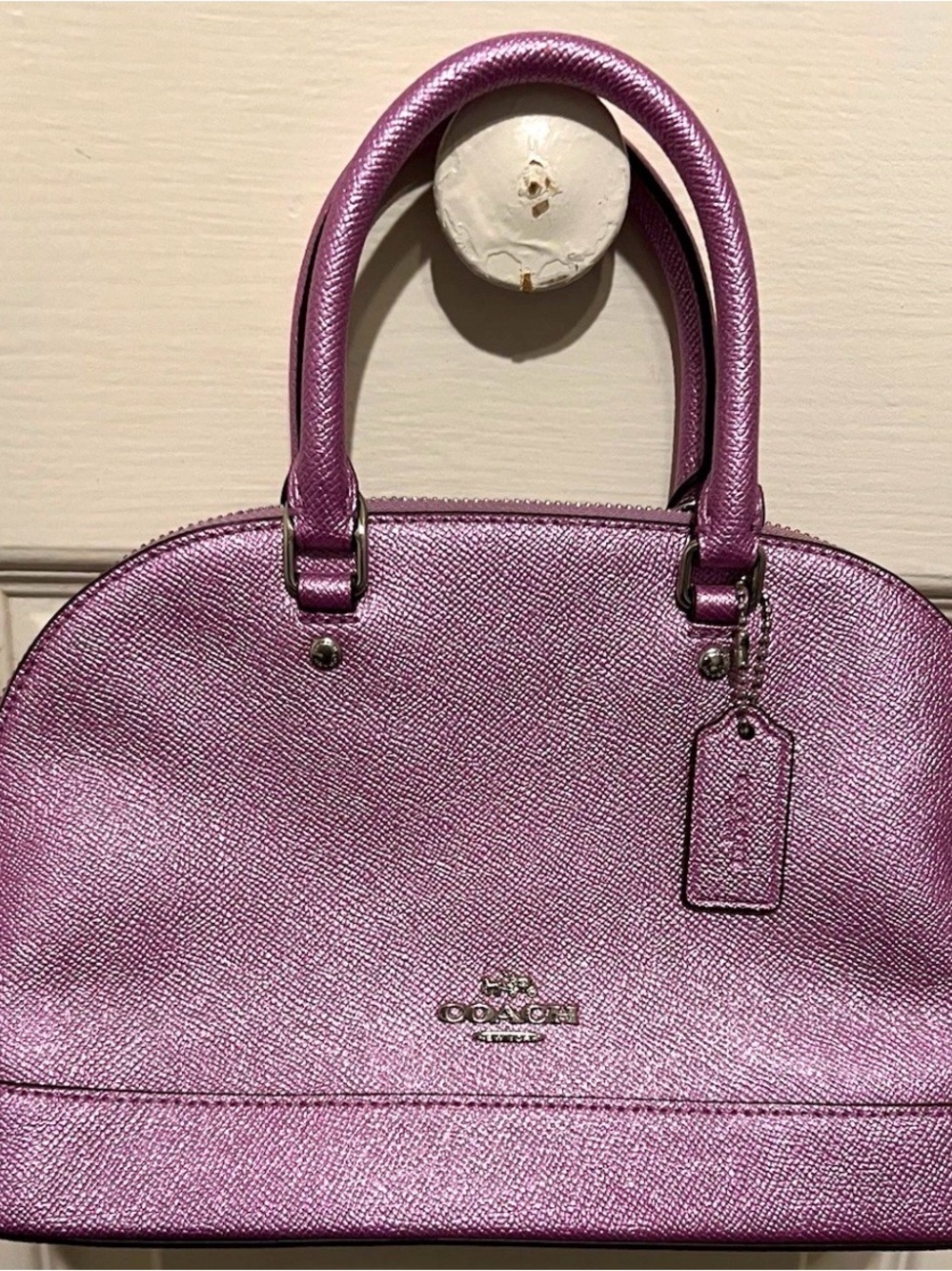 Coach Metallic Lilac Domed Satchel